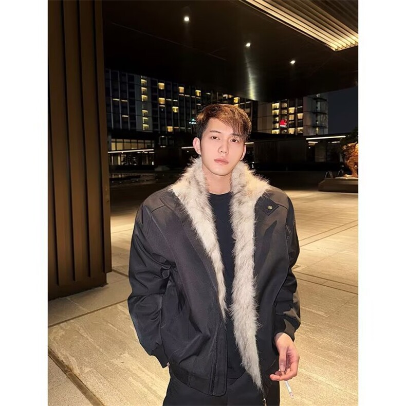 美式复古座山雕毛领棉服男冬季cleanfit宽松加厚情侣立领棉衣外套,男装棉衣,星座506A