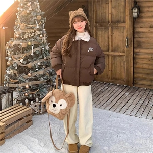 美式复古羊羔毛翻领短款棉服女小个子冬季加厚保暖棉衣外套潮