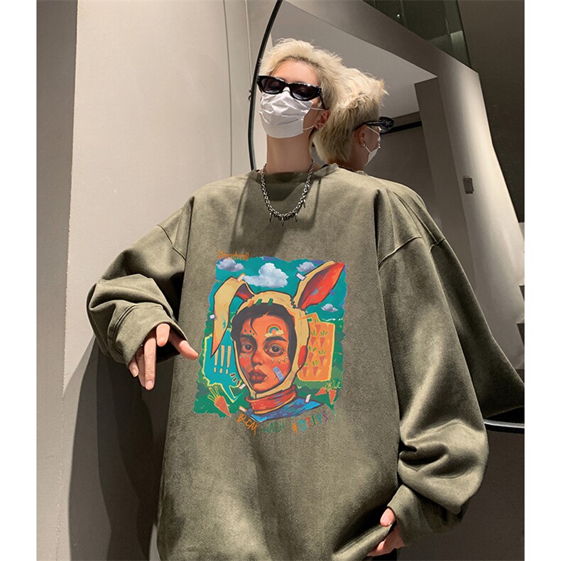 抖音得物供货提供视频秋冬重磅美式麂皮绒圆领卫衣JY330,男装卫衣,电商A486