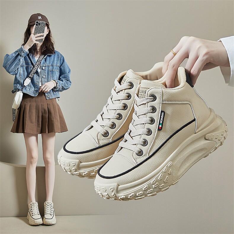 x3255-p95高帮鞋女秋季2024新款女鞋大头摇摇鞋厚底休闲板鞋女，女鞋短靴，星座1407-3