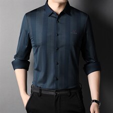 无痕男士长袖衬衫2023春秋季宽松免烫上衣中年男装商务秋装衬衣男，男装衬衫，电商B212（原钱塘6029）