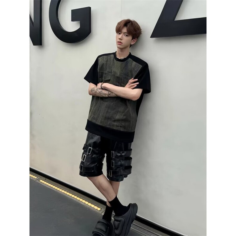 1506/QS1940/P53短袖t恤男潮牌夏季宽松网红潮流ins简约印花上衣,男装T恤,星座1506