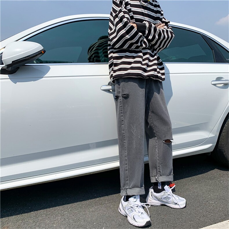 男生新款港风牛仔裤破洞休闲女裤子714-2，男装牛仔裤，星座714-1