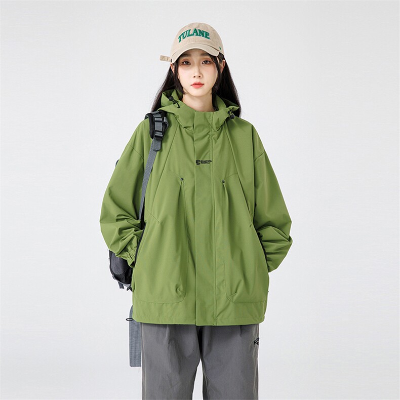 冲锋衣男女秋季中性潮流连帽刺绣外套学院风青年A266-JK8011-P45,男装夹克,电商A266