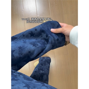 星星弯刀卫裤男女秋冬季美式扎染阔腿裤子加长休闲裤XCK16图片