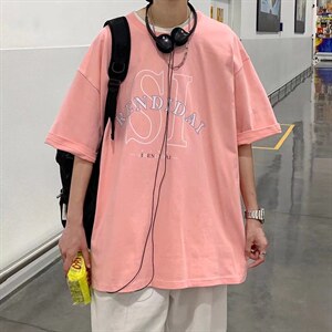 男潮流夏季圆领T恤宽松短袖T512P30图片