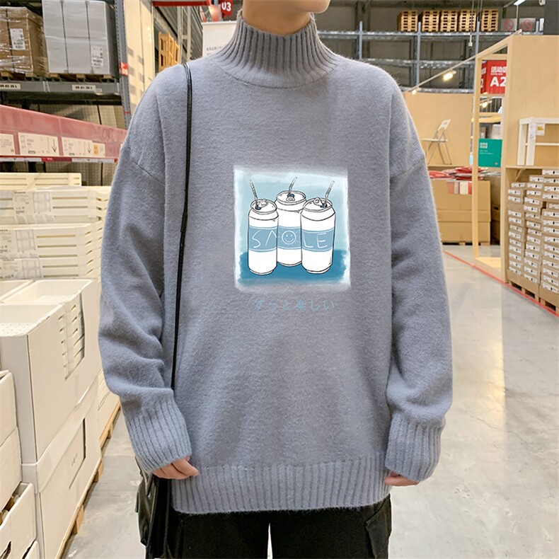 M18148-P45加绒款-P65半高领毛衣男士大码针织衫男毛线衣男，男装针织衫/毛衣，电商A040