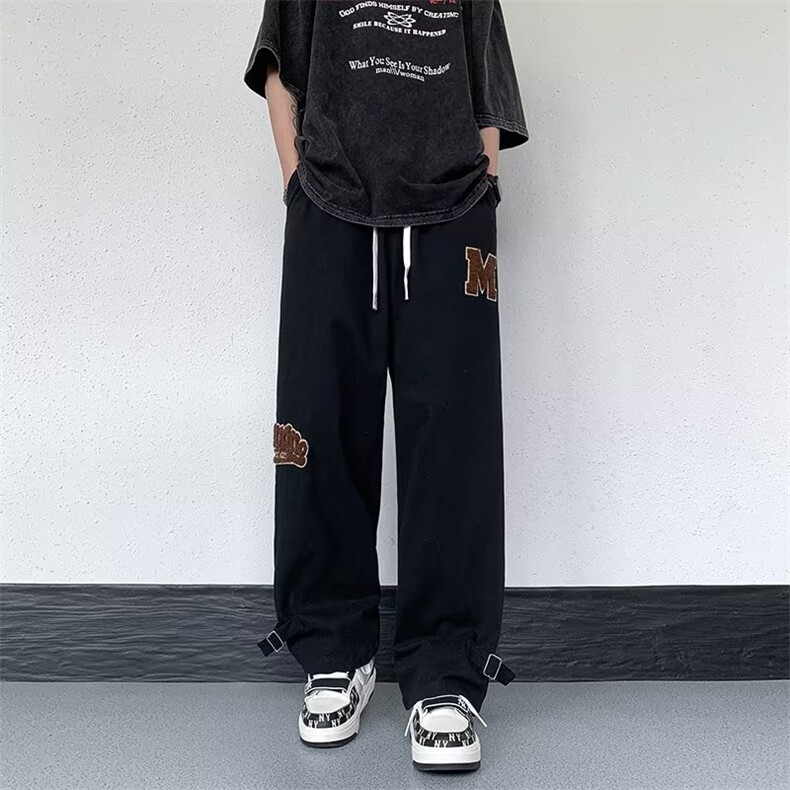休闲裤男韩版潮字母刺绣高街2026夏季新款ins宽松长裤RK277-P39,男装休闲裤,星座412