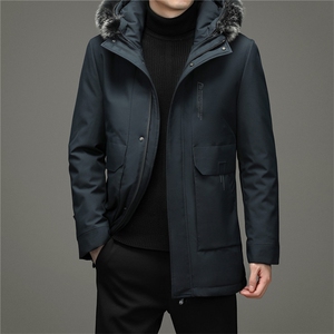 冬装厚款派克服可脱卸内胆中年爸爸装银狐毛领外套男ZK2105-P440图片