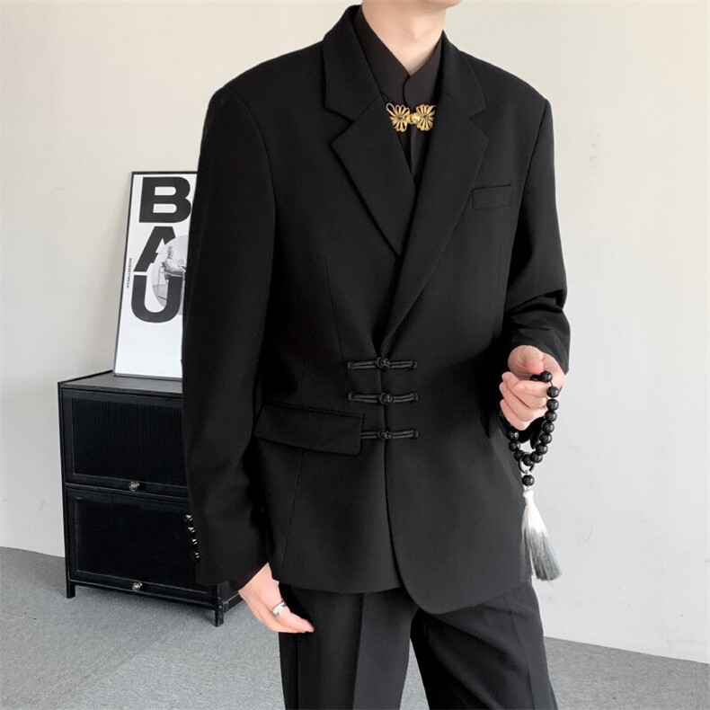 2025春装大码改良中山装结婚登记演出复古立领盘扣中式西装外套图片