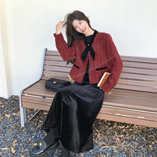 小香风拼接时尚外套半身裙两件套女冬2025新款设计ootd穿搭套装潮，女装套装/套裙，2C032