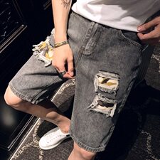 N2021夏牛仔短裤男士外穿五分裤破洞薄款潮流裤子，男装牛仔裤，星座102A（原电商D309-1）