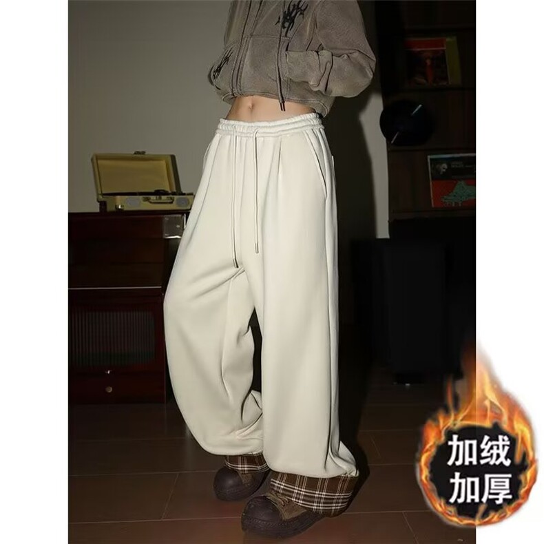 XZ-221-5/K68/P50网图美式奥粒绒宽松韩版百搭坠感阔腿拖地休闲裤,男装休闲裤,星座221-5
