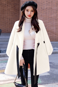 毛呢外套女中长款韩版新款2024秋冬小个子显瘦黄金貂大衣图片