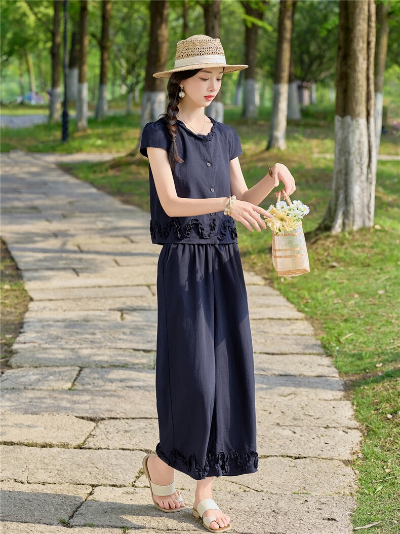 时尚休闲九分裤两件套女夏季,女装套装/套裙,素月