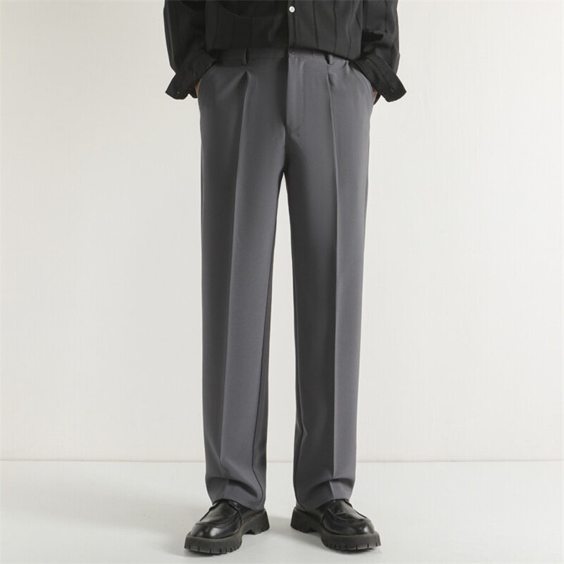 秋季西裤男宽松休闲长裤垂感裤子男士小众直筒西装裤K21，男装西裤，星座1116A-2（原606A-1）