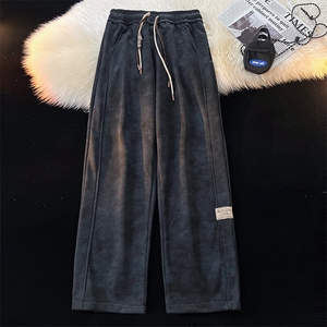春季裤子男款潮牌休闲百搭直筒阔腿裤加长扎染弯刀卫裤KZ025P45图片