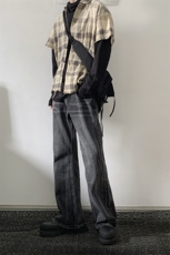 B221美式ins高街暗黑重工艺宽松微喇牛仔裤LK23128-P60控78，男装牛仔裤，电商B221