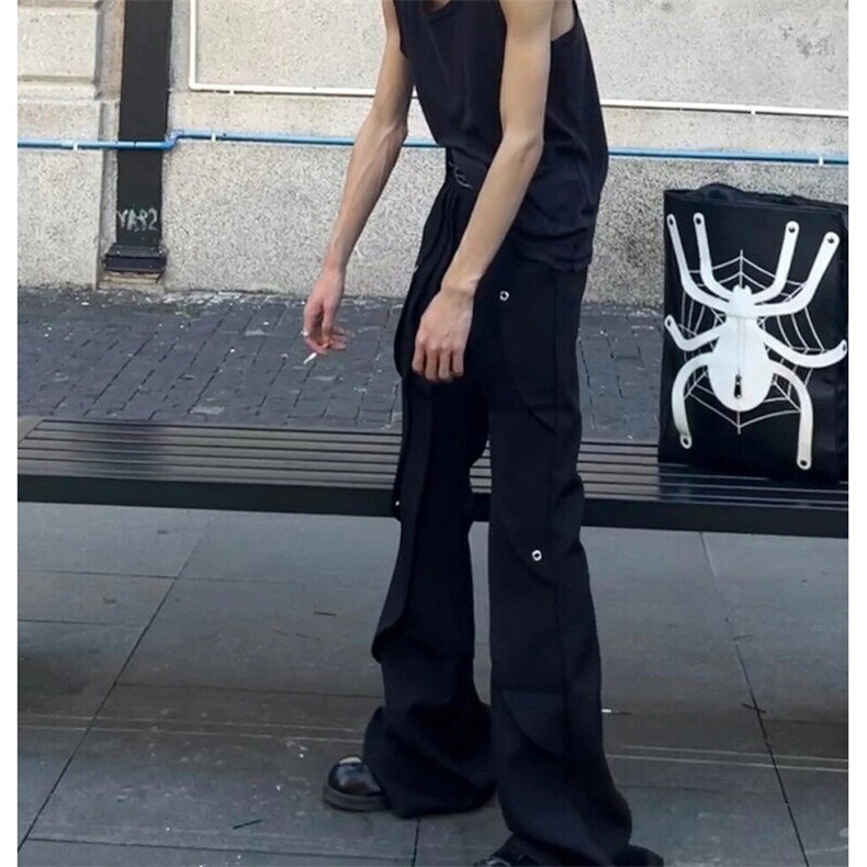 设计高级感小众手工分割解构痞帅微喇叭西裤男春季直简宽松休闲裤,男装西裤,星座601-1