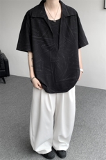 男士夏季冰丝透气速干透气长袖衬衫美式宽松扎染双门禁假两件衬衫，男装衬衫，电商B319