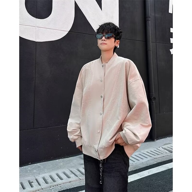 长袖尖领纯色宽松型美式拼接设计感外套常规款潮春秋AK3/P60，女装短外套，星座506