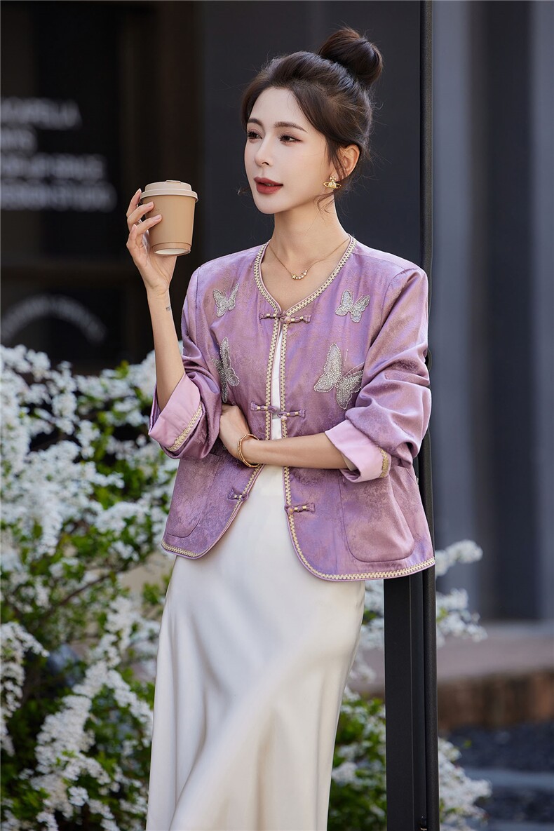 2026年春季中式修身立体贴袋短外套,女装短外套,靓衣阁