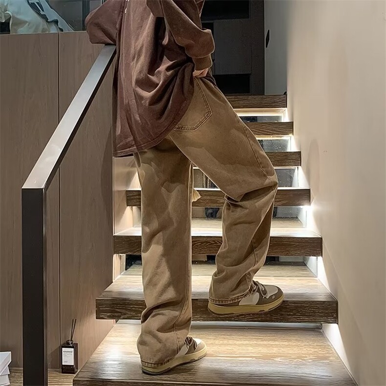 牛仔裤男款秋冬季高街vibe直筒阔腿裤子潮牌宽松时尚百搭休闲长裤,男装牛仔裤,星座1210-1