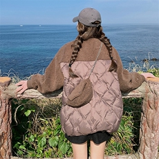 羽绒服女2025年冬季新款女装欧货羊羔毛拼接小个子加厚白鸭绒外套，女装羽绒服，慧尚依恋