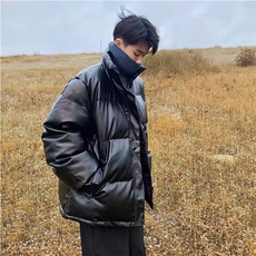 【有货】DH114-P80冬季男棉衣立领PU皮衣外套加厚面包服ins宽松，男装棉衣，星座603-2