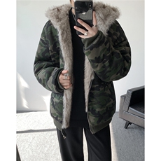美式座山雕加绒加厚棉服男冬宽松连帽毛领棉衣外套MY18001，男装棉衣，电商B312