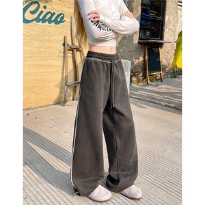 6XL-M 美式复古水洗做旧运动裤子男毛边休闲卫裤 K9183-P55 330g图片