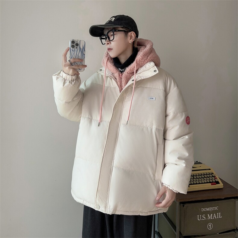 日系oversize假两件羊羔毛连帽棉服男女冬季高级感567-P95,男装棉衣,星座1109-3