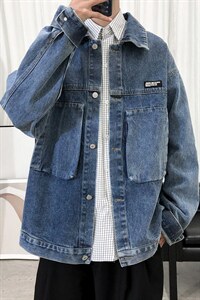 21秋装牛仔夹克机能 超火外套韩版潮流工装 牛仔衣 A071-303-P80图片