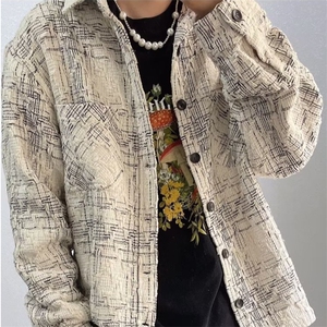 复古小香风衬衣宽松格子外套男女同款格纹长袖春季衬衫情侣潮图片