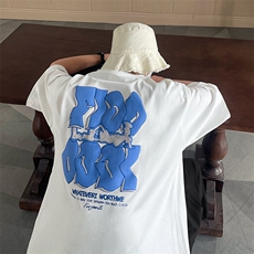 B225-T9231-P45-X59美式街头印花短袖男宽松T恤情侣衫半袖上衣，男装T恤，电商B225