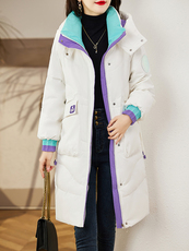 现货90白鸭绒羽绒服女连帽新款长款面包服时尚宽松休闲保，女装羽绒服，贵人树