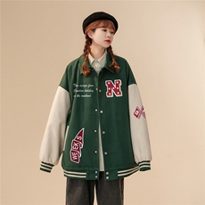 中性风23春季新品拼接翻领字母印花棒球服夹克外套G601P85控98，男装夹克，A247A