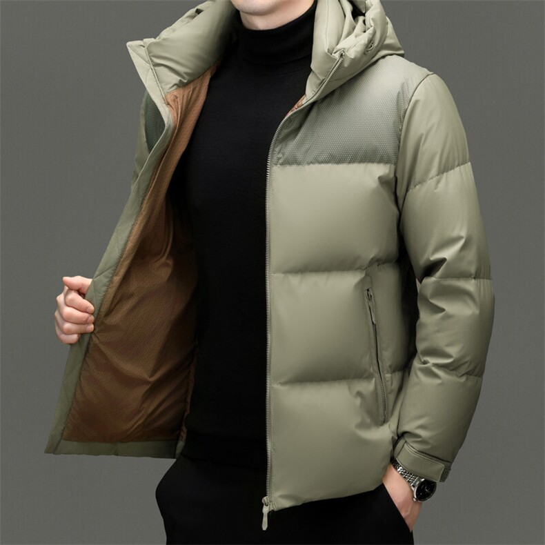 男装面包羽绒服YR8811新品主推90绒子拼接提花格面料实体品质,男装羽绒服,钱塘207-1