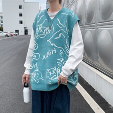 V领针织马甲男2024秋装港风新款韩版潮流休闲A161-2-MJ2032-P50，男装背心/马甲，电商A161-2