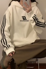 2026中性风连帽刺绣大码M-5XL设计袖子三杠织带卫衣男WY77737P58，男装卫衣，星座227-7