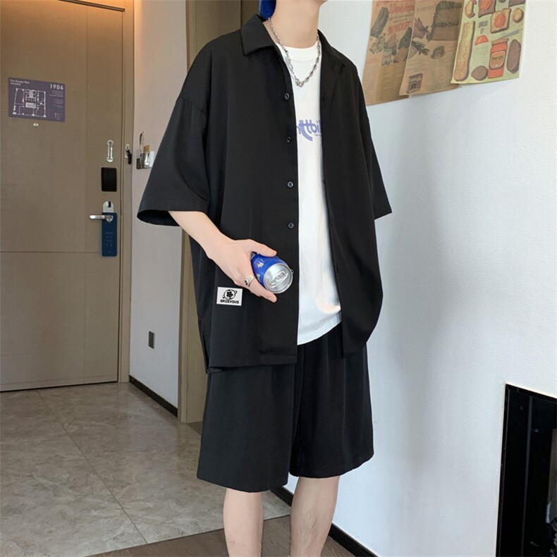 短袖t恤男夏季薄款贴标休闲冰丝套装一套搭配两件套TZ007-特批58,男装休闲裤,星座718-1