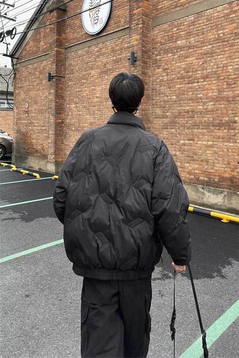 23新款冬季复古加厚保暖立领棉服男士宽松休闲压皱设计面包服,男装棉衣,星座218-8