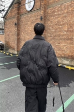 23新款冬季复古加厚保暖立领棉服男士宽松休闲压皱设计面包服，男装棉衣，星座218-8