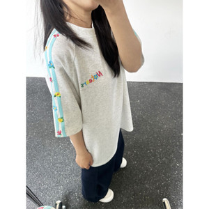 短袖T恤男女夏新款条纹宽松设计感五分袖潮牌休闲情侣体恤T1227图片