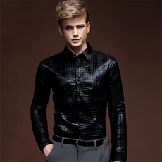 新款方格烫金舞台装宴会时装男长袖衬衫A371P50,男装衬衫,星座1314,四季星座 新款方格烫金舞台装宴会时装男长袖衬衫A371P50,男装衬衫,星座1314,四季星座