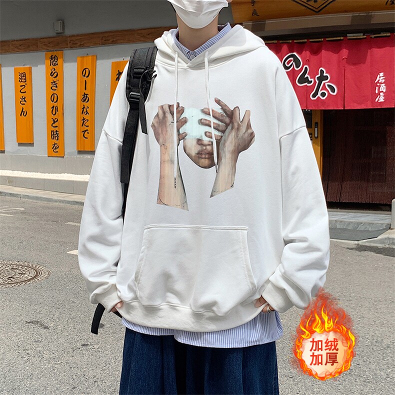 韩版ins潮流发泡印花情侣嘻哈连帽卫衣美式宽松上衣 W5228-P30图片