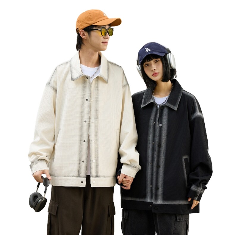 秋冬新款情侣外套夹克渐变宽松美式外穿衣服青少年翻领JK3931p105,男装夹克,电商A400（原B301）
