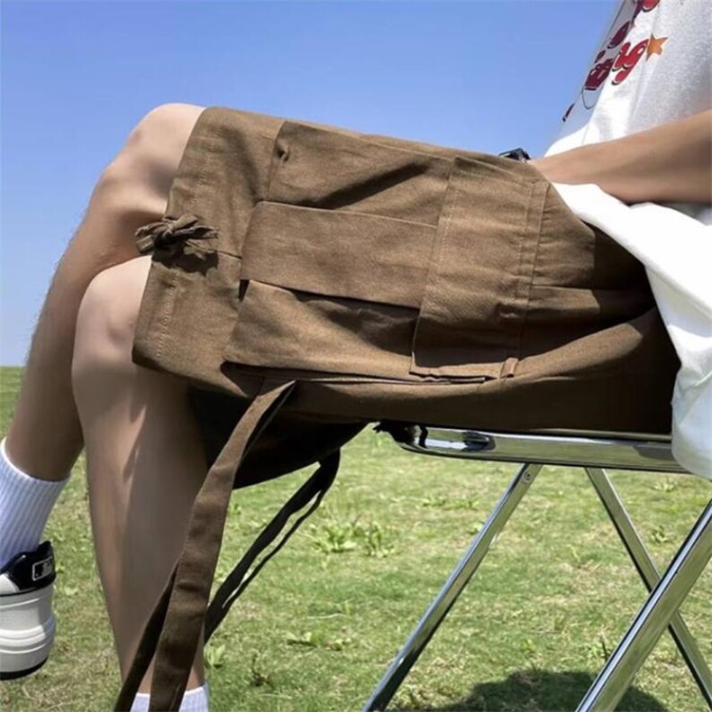 日系cityboy纯色工装短裤男女夏季新款宽松休闲五分裤子~D230-p40图片