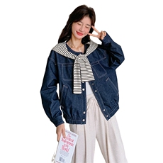 条纹披肩连帽牛仔外套女春秋2025新款今年流行超火工装夹克，女装短外套，浪娴服饰