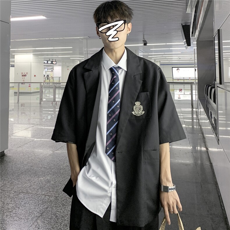 夏季短袖西装男七分袖套装JK西服外套DK制服XF01同款衬衫也有,男装T恤,电商A426-1(原A430-1)